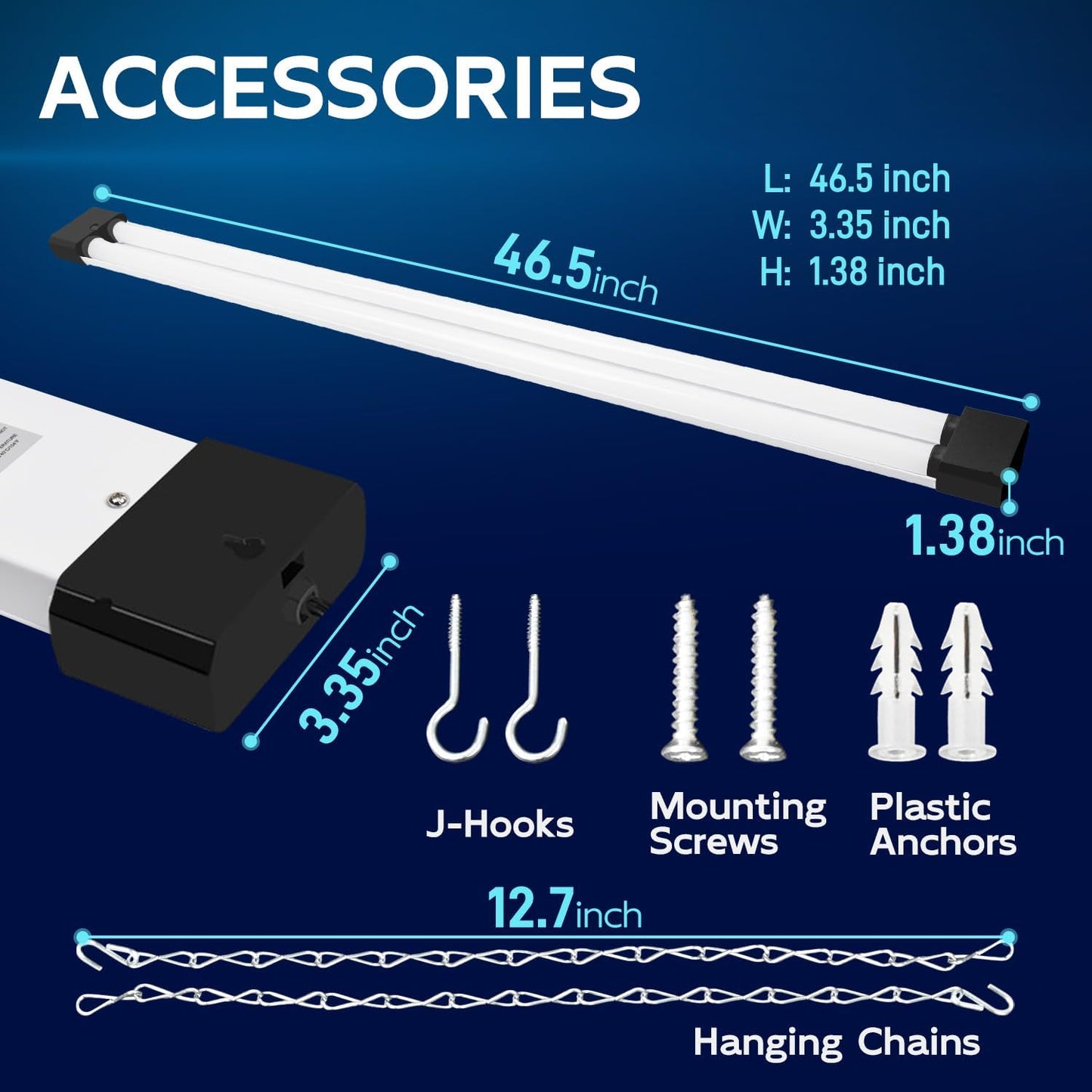 hykolity 5000K LED Shop Light Linkable, 4FT Daylight 42W LED Ceiling Lights for Garages, Workshops, Basements, Hanging or FlushMount, Power Cord with Pull Chain, 4400lm, ETL- 1 Pack