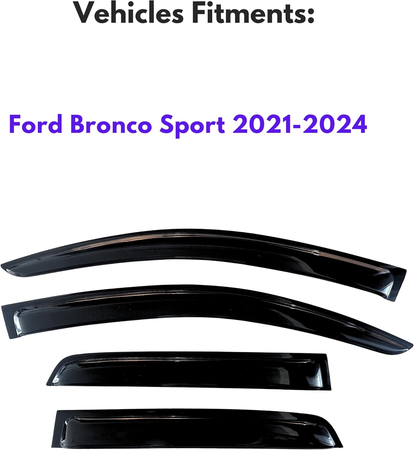 KPY Window Visor Compatible with Ford Bronco Sport 2021-2024, Rain Guard Window Vent Deflectors Tape-On Style, 2021 2022 2023 2024