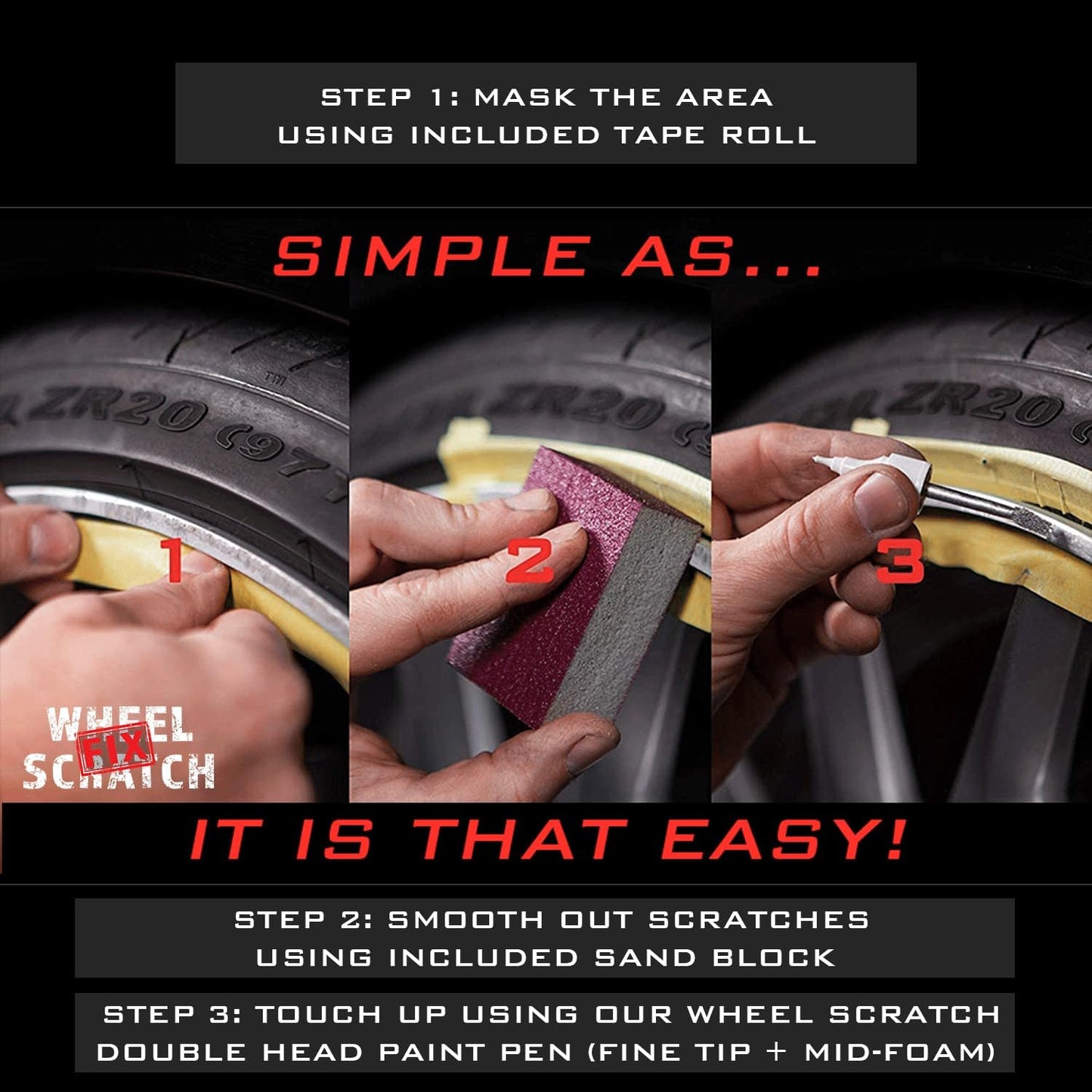 Silver Rim Touch Up Paint, Car Wheel Scratch Repair, Wheel Touch Up Paint Pen, curb rash repair, curb rim repair, Rim Alloy Silver Wheel Paint (Light Silver Pen Only)