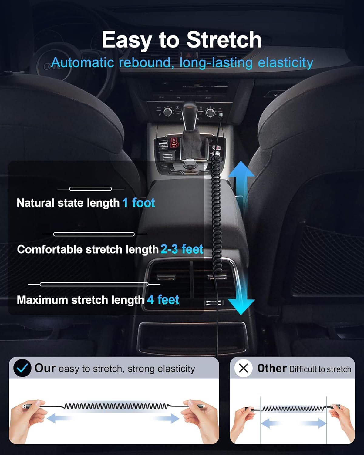 USB to Lightning Cable for Car 3FT+6FT, Coiled iPhone Charger Cables Braided Lightning Cable [Apple MFi Certified] Fast Charging Cord Compatible with iPhone 14/Pro Max/Plus 13 12 11 8, iPad AirPods