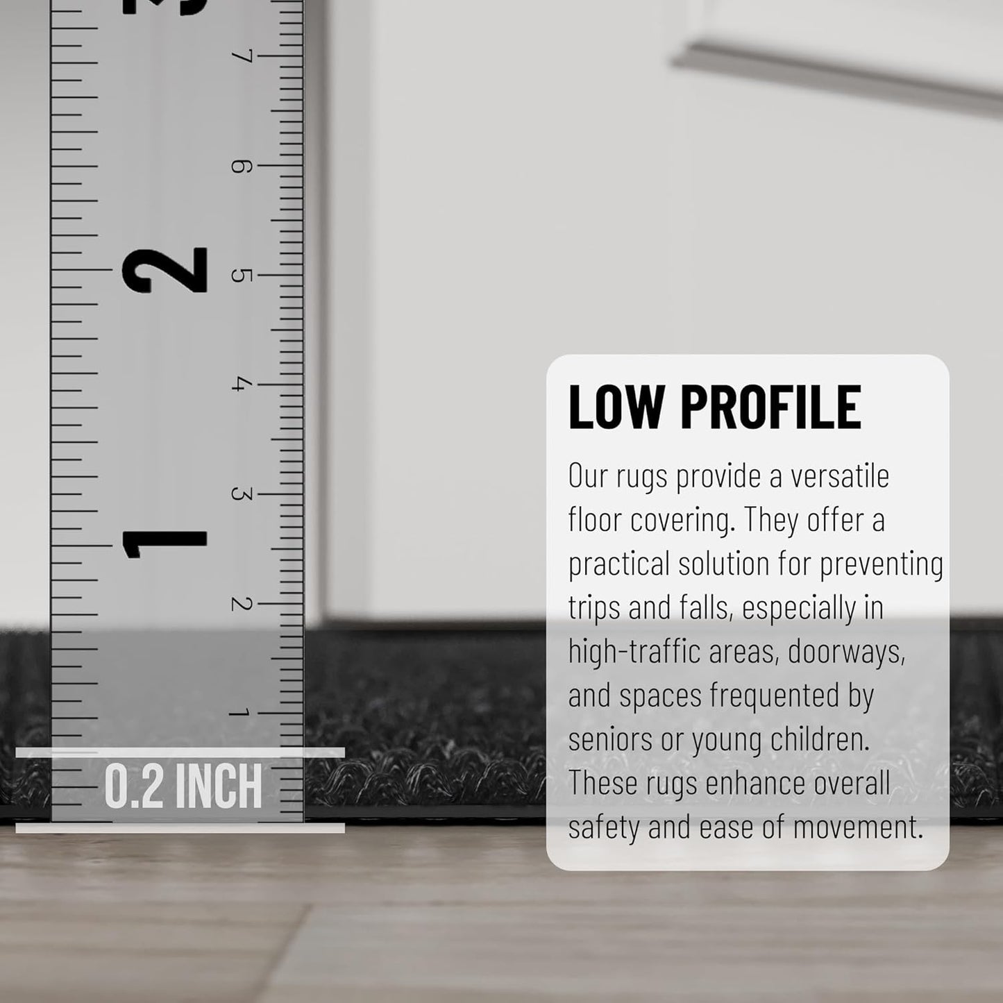 Ottomanson 2'7" x 46' Hallway Runner with Scraper Pile - Extra Durable Non-Slip Rug Mat for Indoor & Outdoor Use - Ideal for Kitchen, Entryway & Garage - High-Traffic Carpet, Black