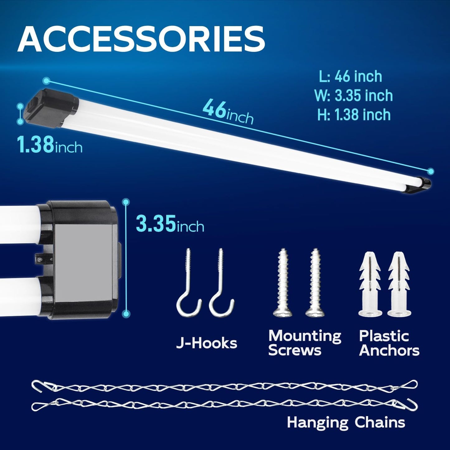 hykolity 4 Pack Linkable LED Shop Light, 4FT 44W [300W Equivalent], 4600lm, 5000K Daylight, Plug-in Utility Bay Light Fixture, Hanging or Surface Mount, Black - Energy Efficient Lighting Solution