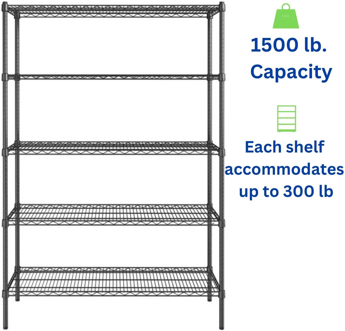 Black 5-Tier Metal Adjustable Freestanding Garage Storage Wire Shelving Unit (36 in. W x 72 in. H x 14in. D)