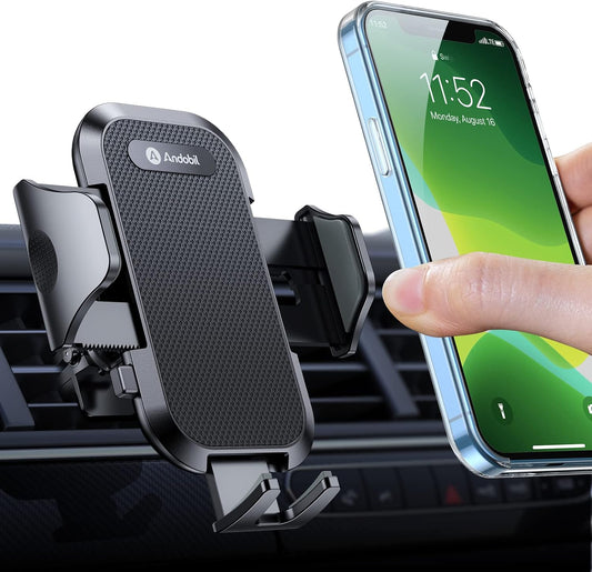 andobil 2025 Upgraded Car Phone Holder Mount for Vent, Military Sturdy Metal Clip Air Vent Phone Holder for Your Car Easy Used Cell Phone Car Mount for iPhone 16 15 14 13 12 Pro Max Samsung S25 S24