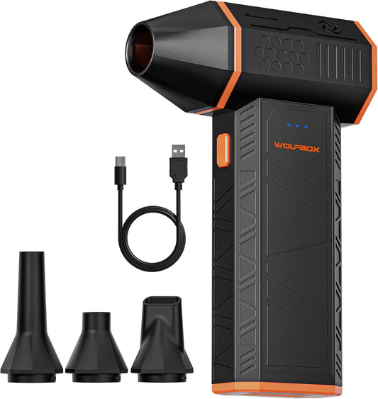 WOLFBOX MF50 Electric Air Duster-110000RPM Super Power Cordless Air Duster, 3-Gear Adjustable Mini Blower with Fast Charging, Dust Blower for Computer, Keyboard, House, Outdoor and Car