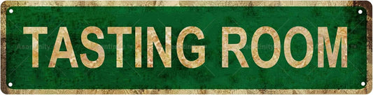 TASTING ROOM Non-Embossed Vintage Metal Tin Street Sign Bar Cafe Garage Cave Home Room Wall Bathroom Farmhouse Garden Porch Patio Decor, 16 x 4 Inch