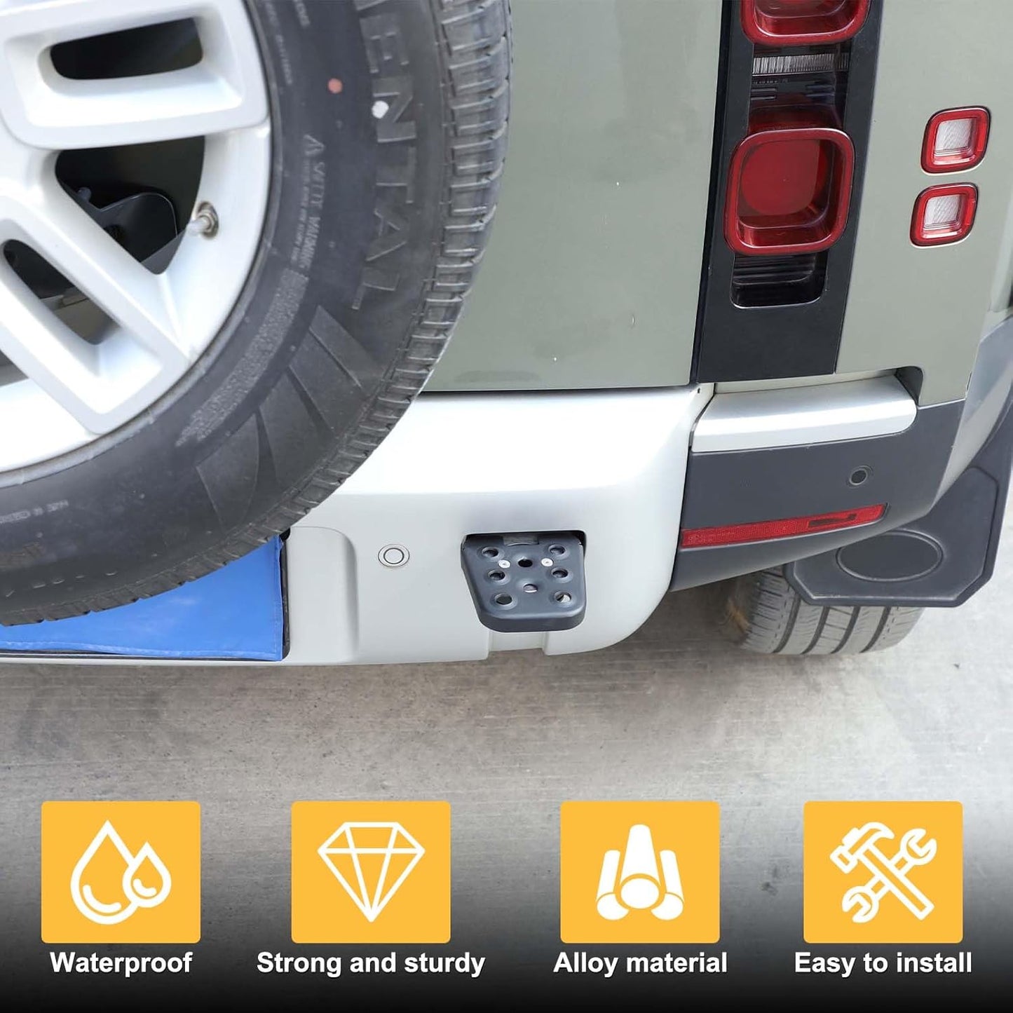 Rear Tow Towing Hook Foot Pedal for L@nd Rover Defender 90 110 130 2020-2025, Car Trailer Hook Carbon Steel Trailer Ring Accessories (Style A)