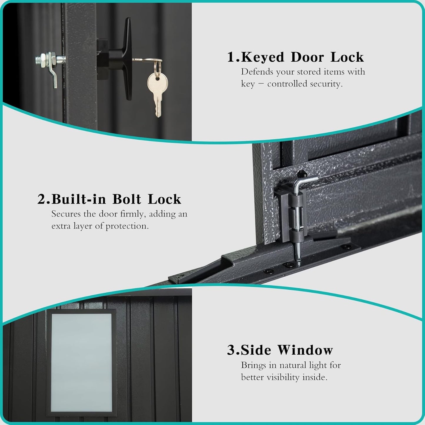 Domi 12x20FT Outdoor Garage Metal Shed, Extra Large Carport with Skylights & Dual-Entry, Backyard Storage Shed for Car, Truck, Lawn Mower and Tool, Dark Grey