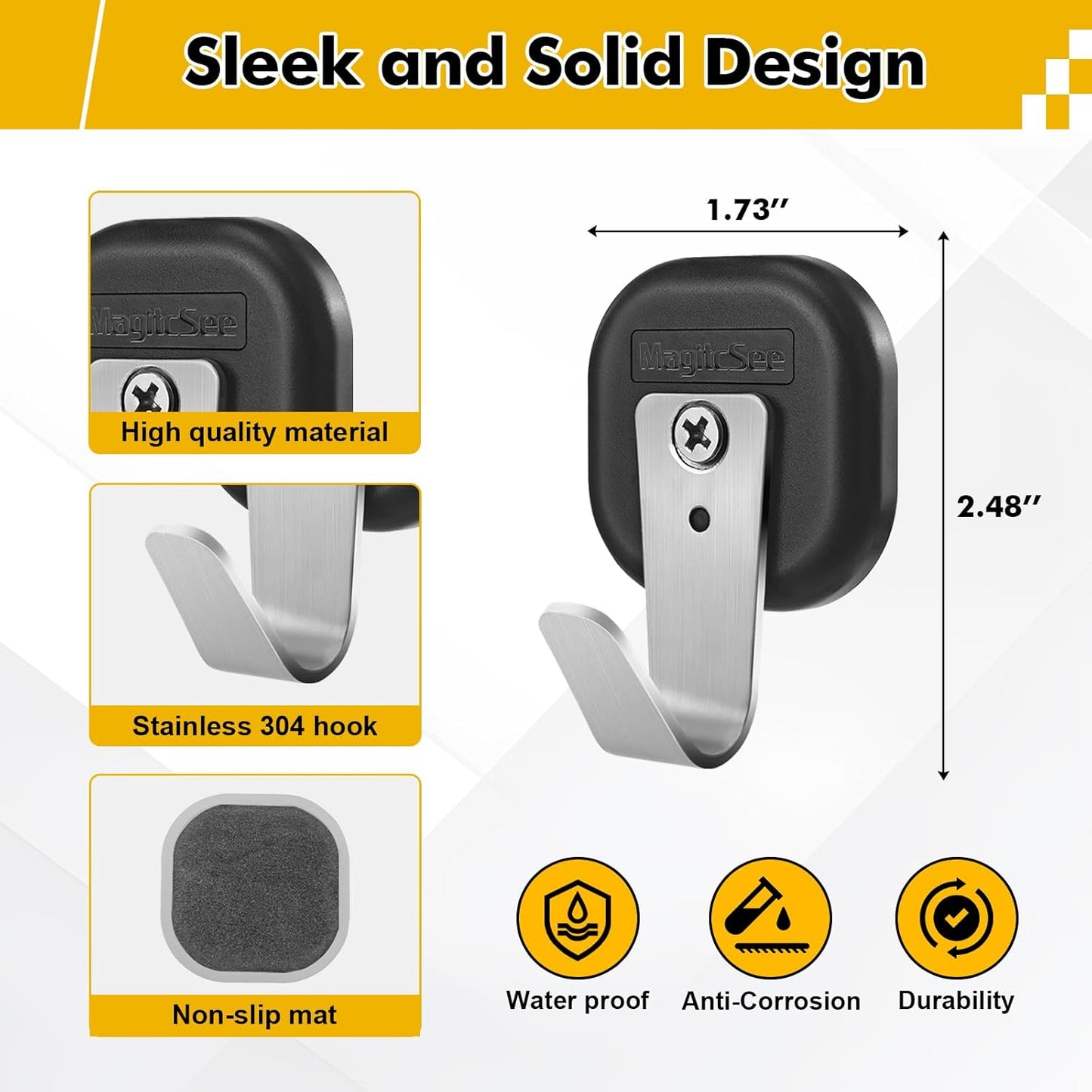 Upgraded Heavy Duty Magnetic Hook, Powerful Magnet Versalite Indoor and Outdoor Tool Towel Brooms Coat Hanger for Cruise Garage RV Workshop Tool Box, Magnet Organize Stainless 304 Hooks, 2 Pack