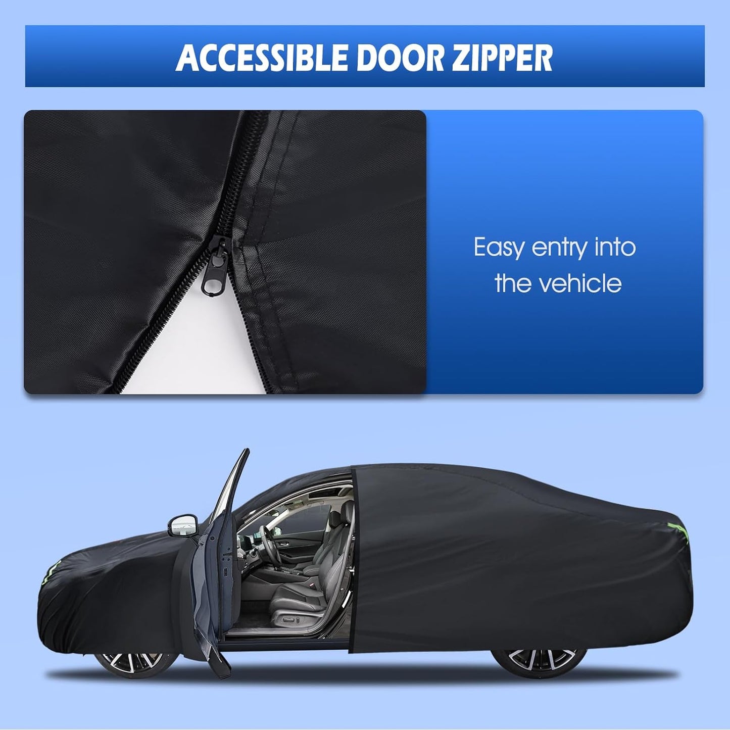 Migaven 6 Layers Car Cover Custom Fit for Toyota Corolla 2000-2023, Honda Civic 1991-2023, Waterproof Full Exterior Cover Rain Sun Protection with Door Zipper