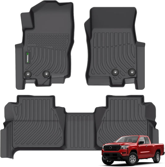 ANBINGO®-Floor Mats Fit for Nissan Frontier 2025 2024 2023 2022 Crew Cab w/ 2nd Row Under-Seat Storage (Not for 2nd with Under Seat Speaker) TPE All Weather Frontier 2025 Accessories Black
