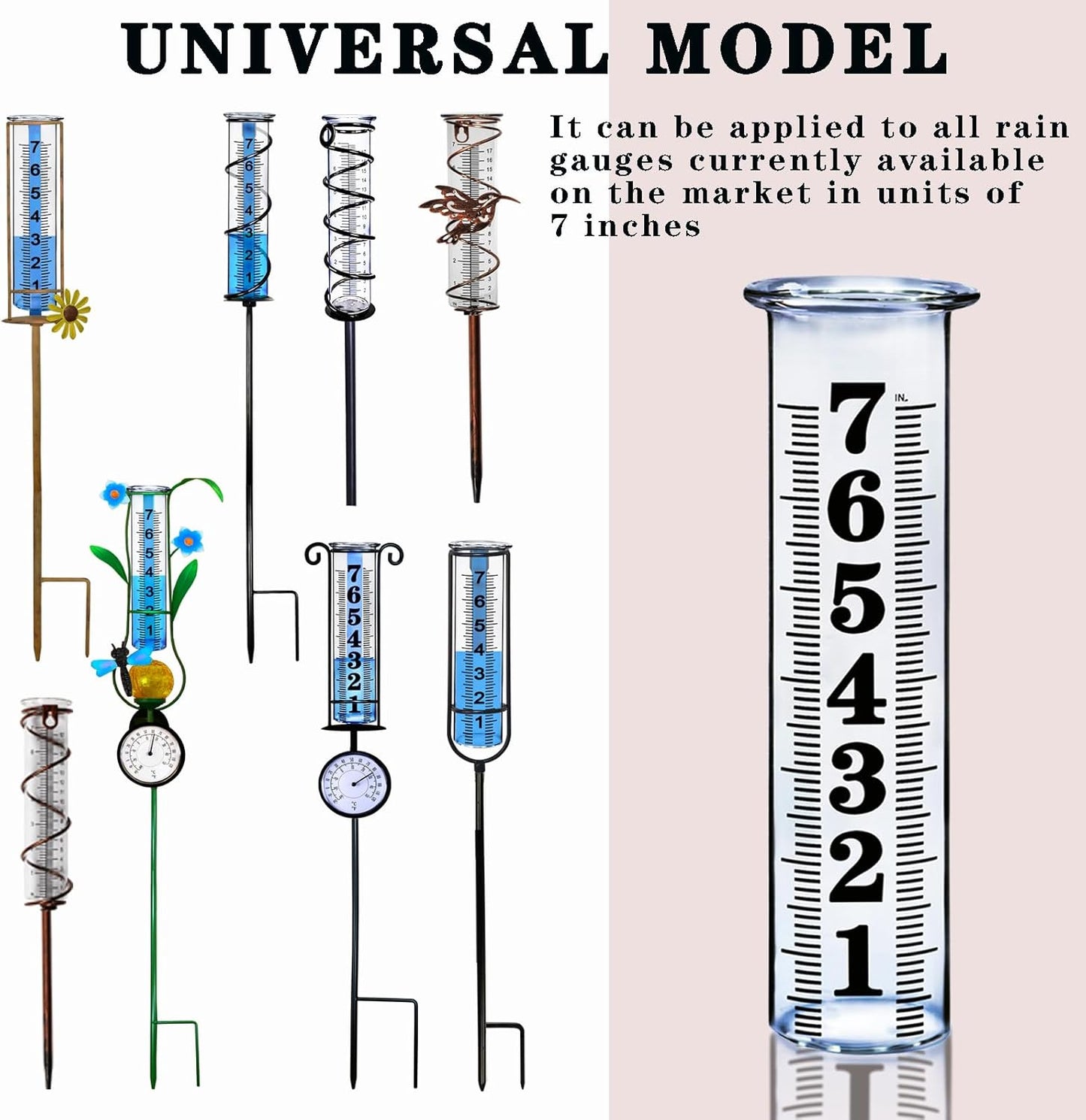 7 Inch Plastic Rain Gauge Replacement Tube, Upgrade Freeze Proof Outdoor Rain Gauges Replacement Plastic Tube for Garden Yard Lawn, Crack Resistance Tube Best Rated, 2 pcs Tubes with 1 Clean Brush