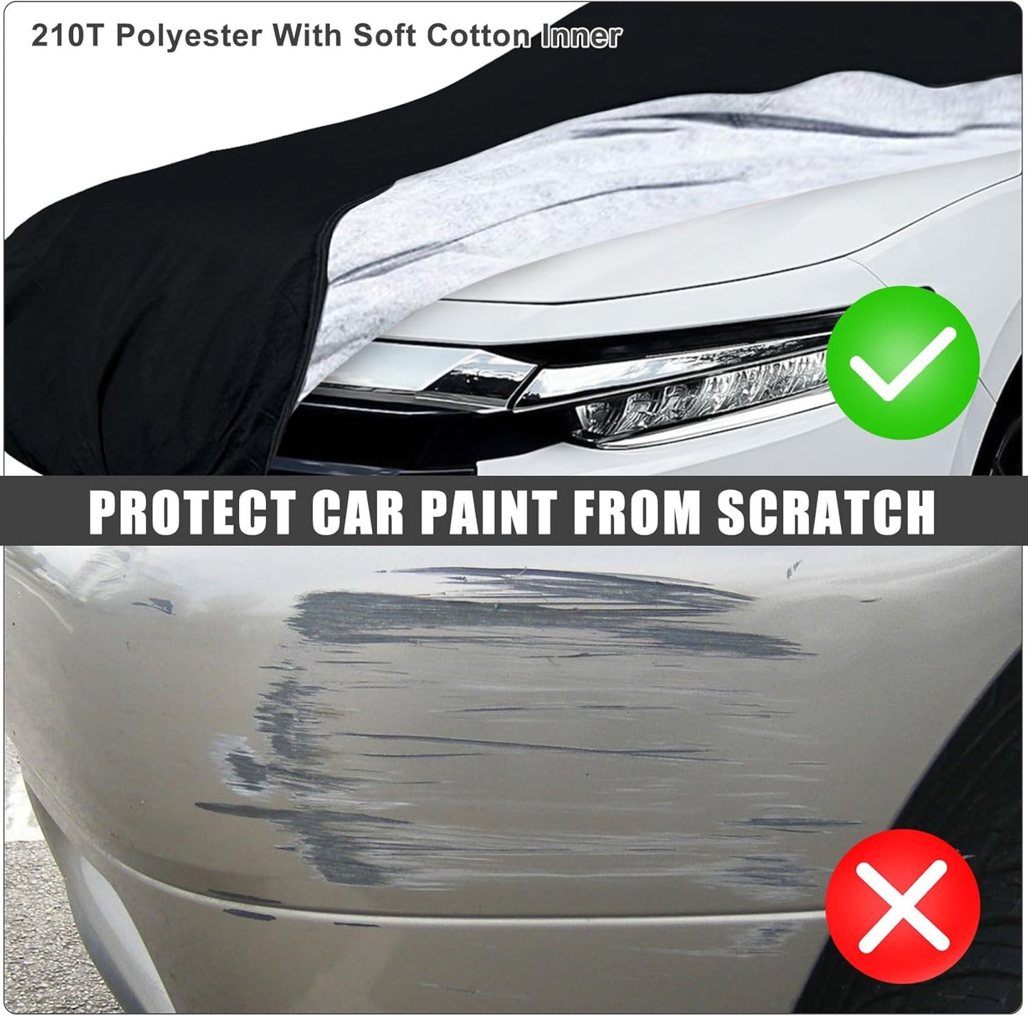 Waterproof Car Cover Compatible with Toyota C-HR 2018-2025, Black 210T Inside Cotton Cover with Door Zippers for Snow Rain Dust Outdoor Protection