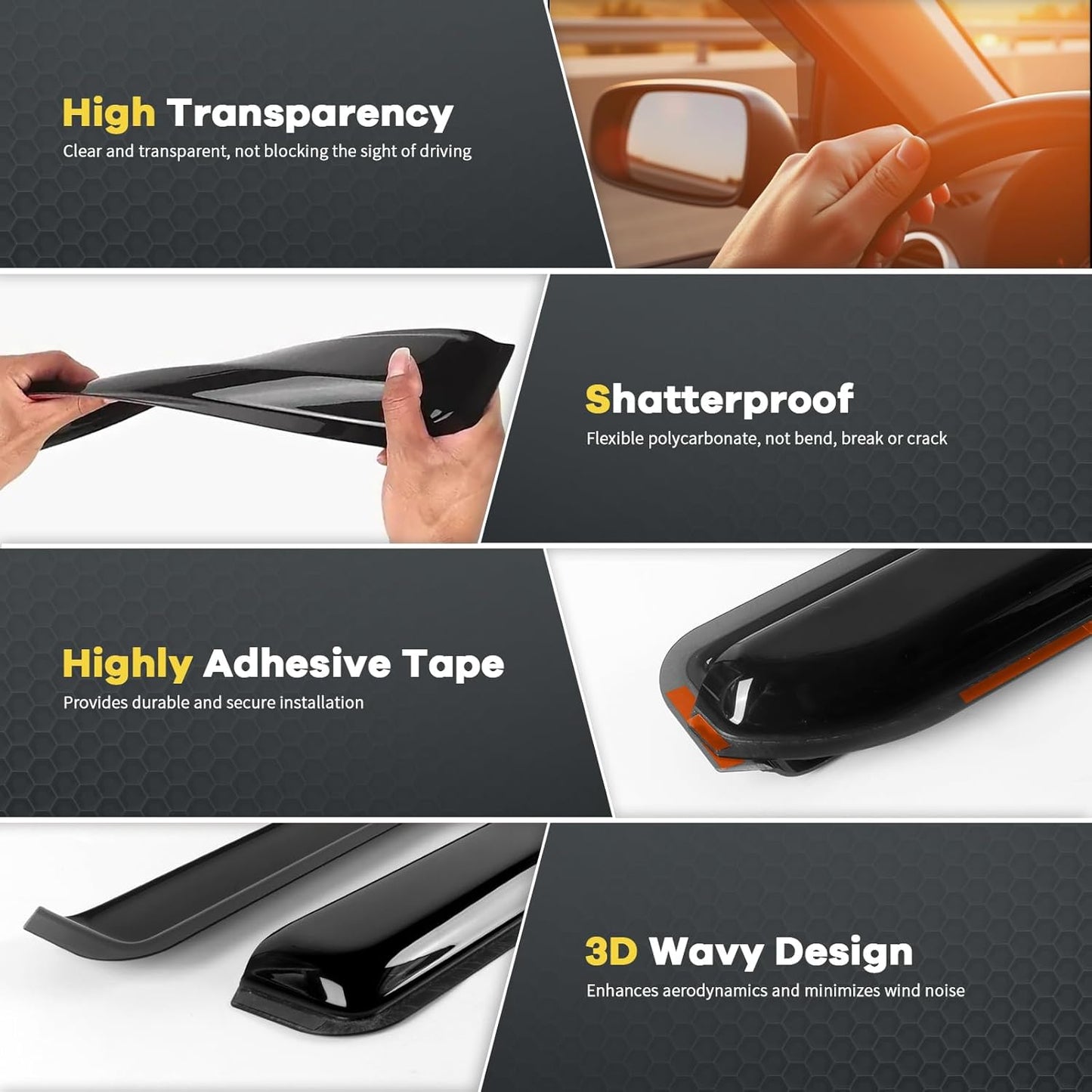 in Channel Rain Guards for 2015-2022 Chevy Colorado/GMC Canyon Crew Cab, Smoke Tinted Side Window Wind Deflectors, Vent Window Visors Shade Shield, 2016 2017 2018 2019 2020 2021