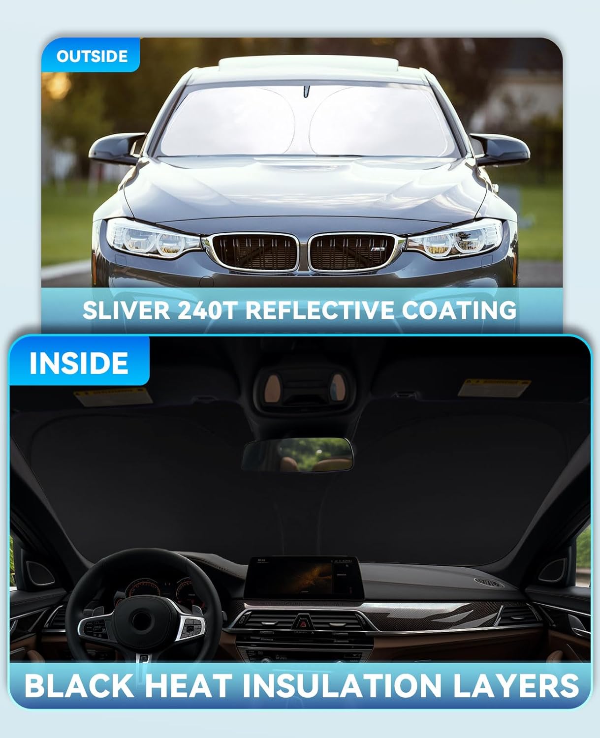 Sun Shade for Prius Hatchback Windshield Sunshades Cover Custom Fit 2010-2020 2021 2022 Toyota Prius Hatchback, Prius Prime Hatchback Accessories Front Window Shields Sun Visor Protector Block UV Ray