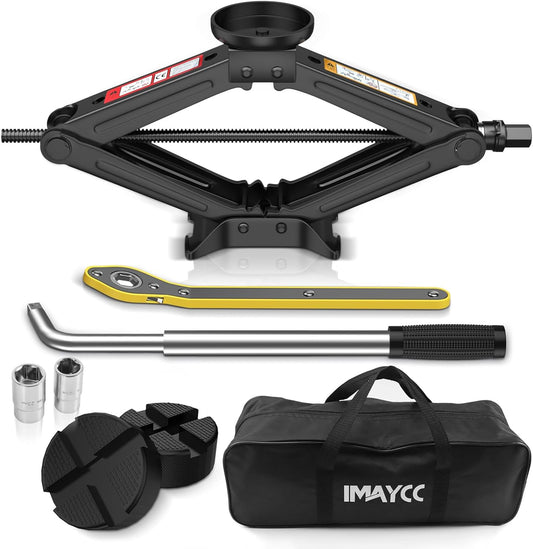 IMAYCC Car Jack 2.5 Ton/5512 lbs Universal Scissor Jack With Rubber Pad, Portable Tire Changing Kit With Lug Wrench, Emergency Kit for Sedan SUV MPV