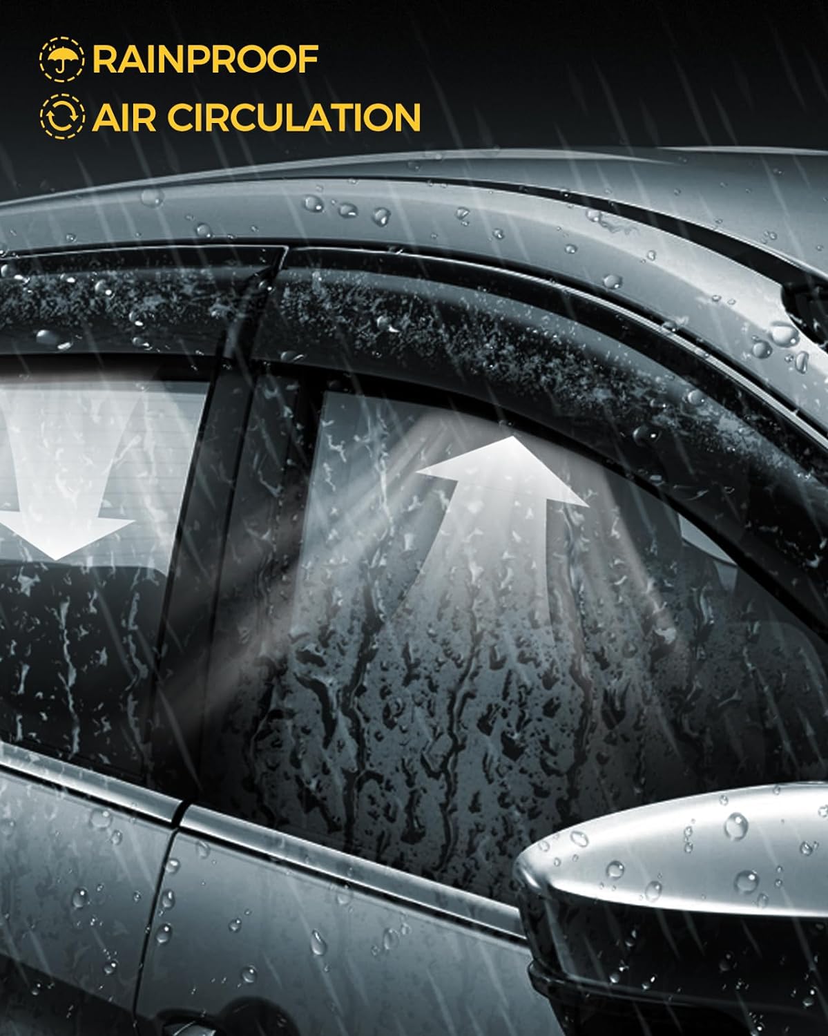 Rain Guards for Car Windows, Tape-On Window Visors Rain Guards Fit for Honda Accord 2013-2017, Window Deflectors, Vent Visors for Honda Car Accessories, 4 Pieces