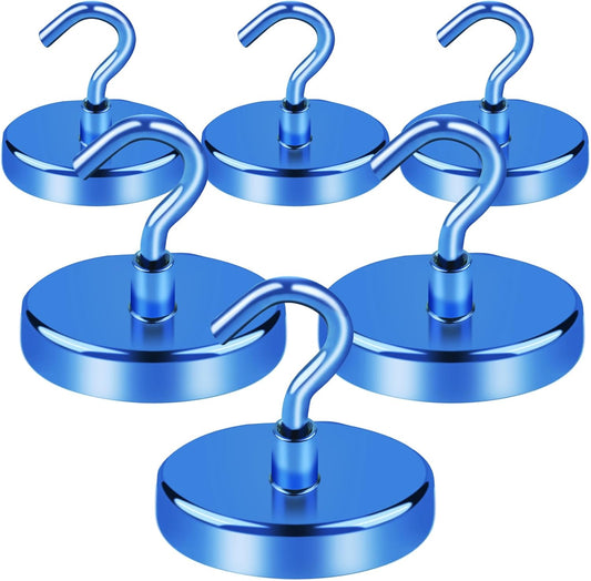 LOVIMAG Cruise Essentials, 150Lbs Cruise Door Magnets, Blue Magnet Hooks for Cruise Cabin Strong Magnetic Hooks for Hanging, Refrigerator, Celling -6 Pack