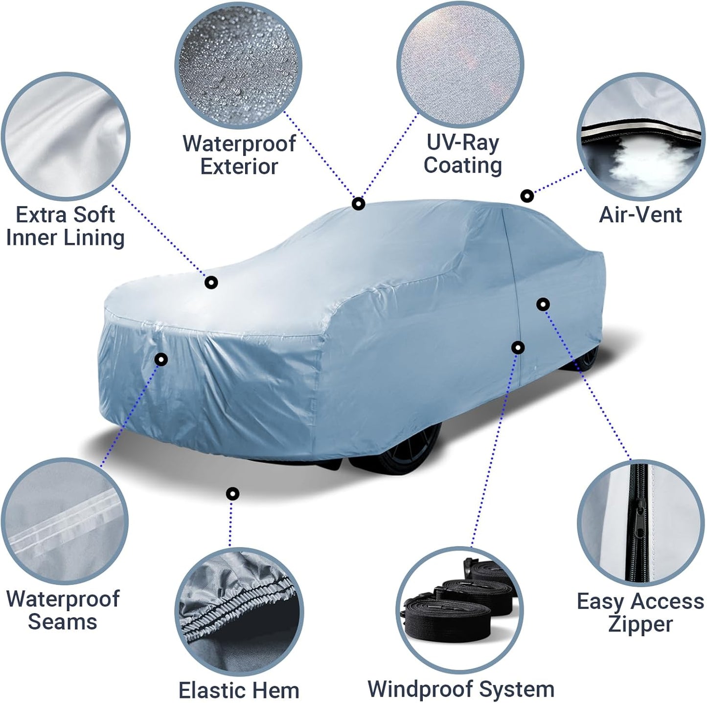 iCarCover Fits: [Plymouth Duster] 1973-1976 Premium Full Car Cover Waterproof All Weather Resistant Custom Outdoor Indoor Sun Snow Storm Protection Form-Fit Padded Cover with Straps