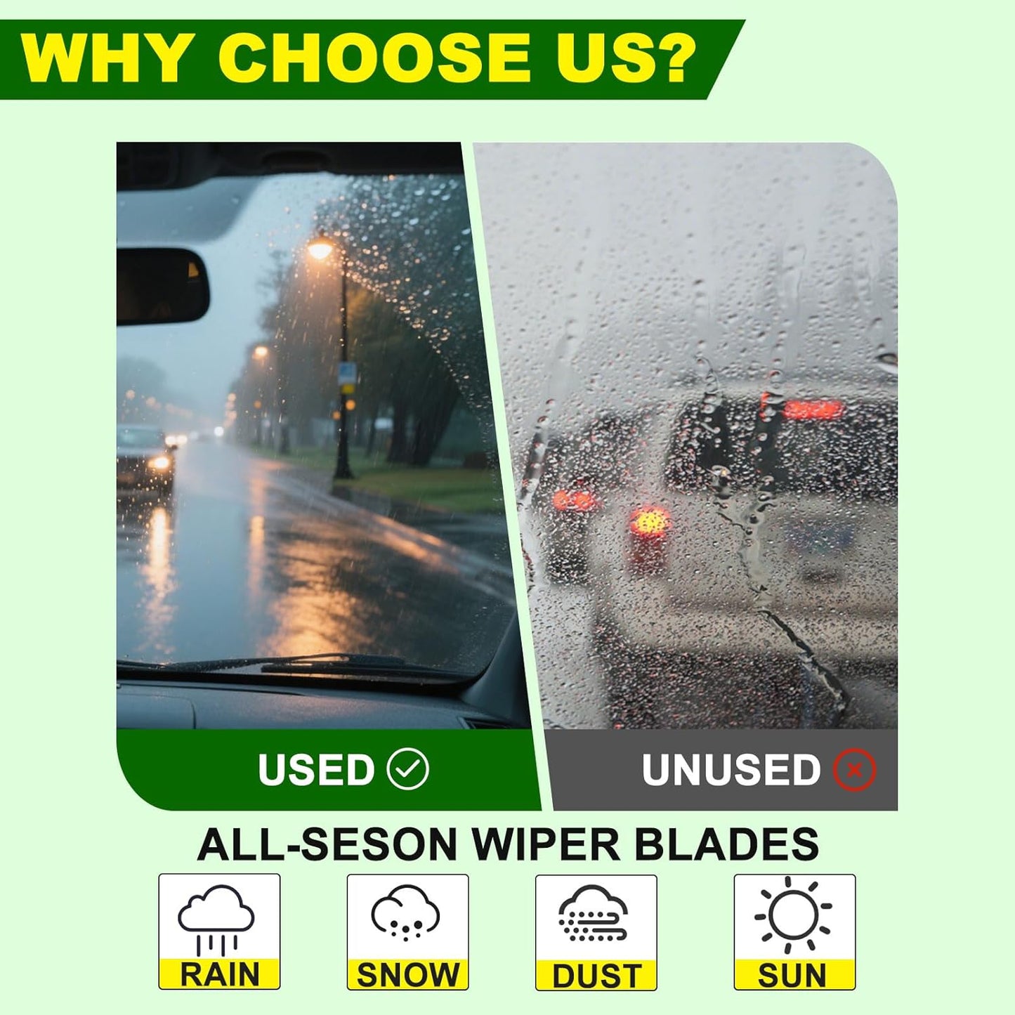 OEM Quality 22in + 17in Premium All-Season Windshield Wiper Blades for Original Equipment Replacement(Set of 2)