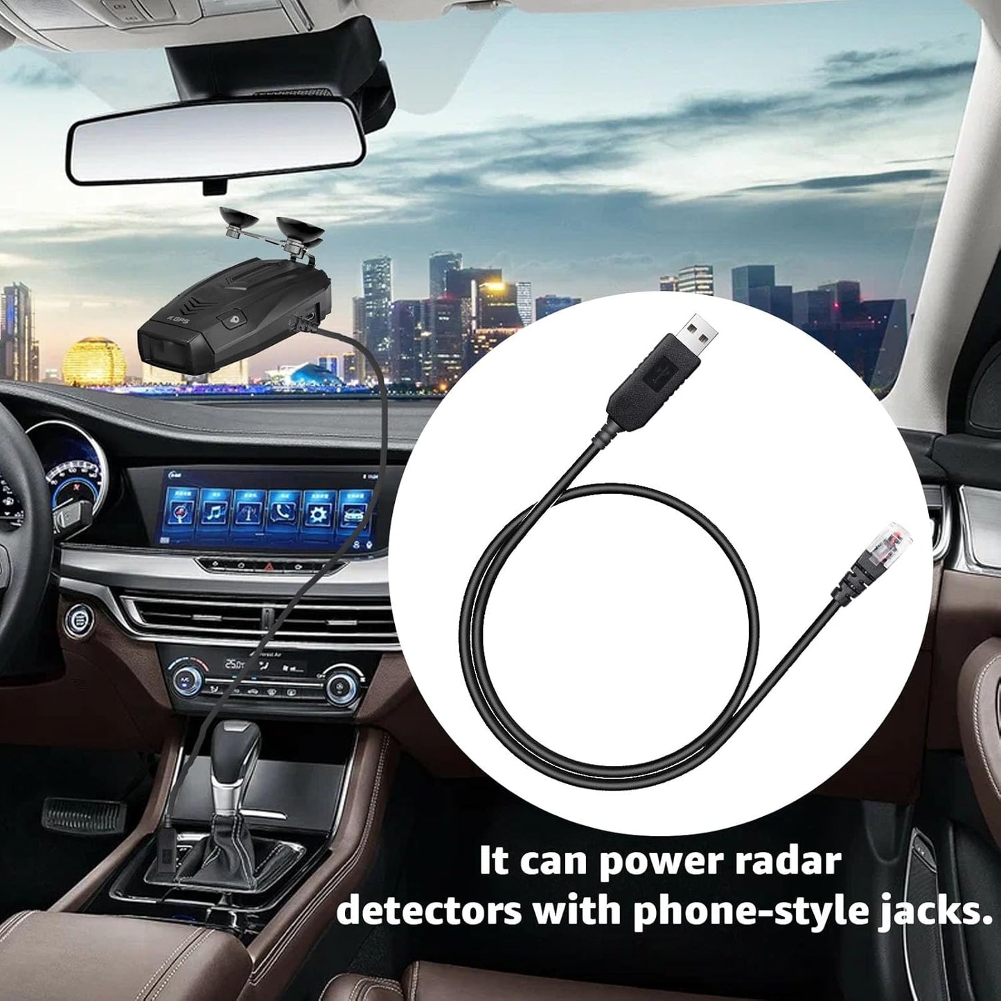 1.64Ft Radar Detector Cable - USB to RJ11 Plug Cable for Escort Radenso XP Uniden Beltronics Cobra Whistler - Premium Replacement Power Cord for Radar Detectors - Durable USB to RJ11 Connection