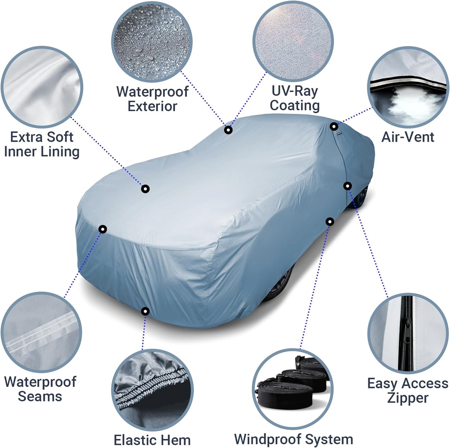 iCarCover Premium Car Cover for 1949-1952 Chevy Deluxe Station Wagon Heavy Duty Waterproof All-Weather Automobiles Custom Fit Indoor Outdoor UV Snow Protection Covers with Straps and Bag