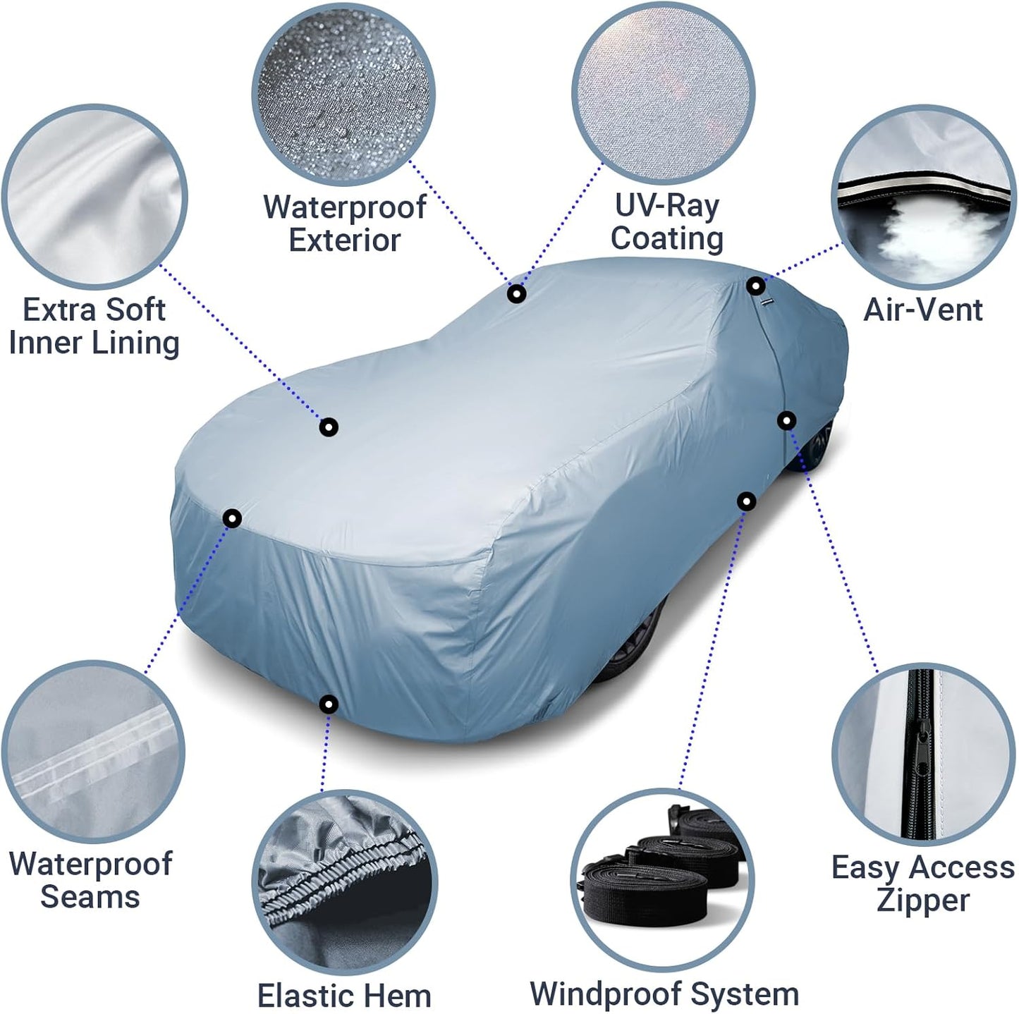 iCarCover Premium Car Cover for 1978-1987 Pontiac Grand Prix Heavy Duty Waterproof All-Weather Automobiles Custom Fit Indoor Outdoor UV Snow Protection Covers with Straps and Bag