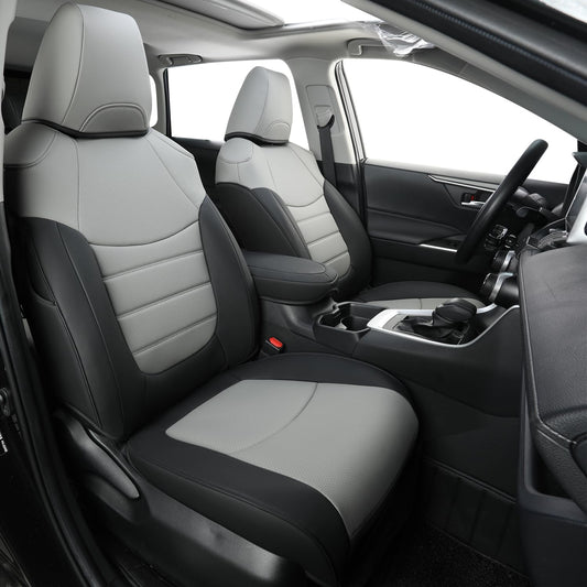 RISINGSTAR Rav4 Hybrid Seat Covers, fit 2019-2025 Toyota Rav4 Hybrid LE,XLE,Woodland Edition,XLE Premium,Limited, Not for XSE/SE/Plug-in(Black&Gray)