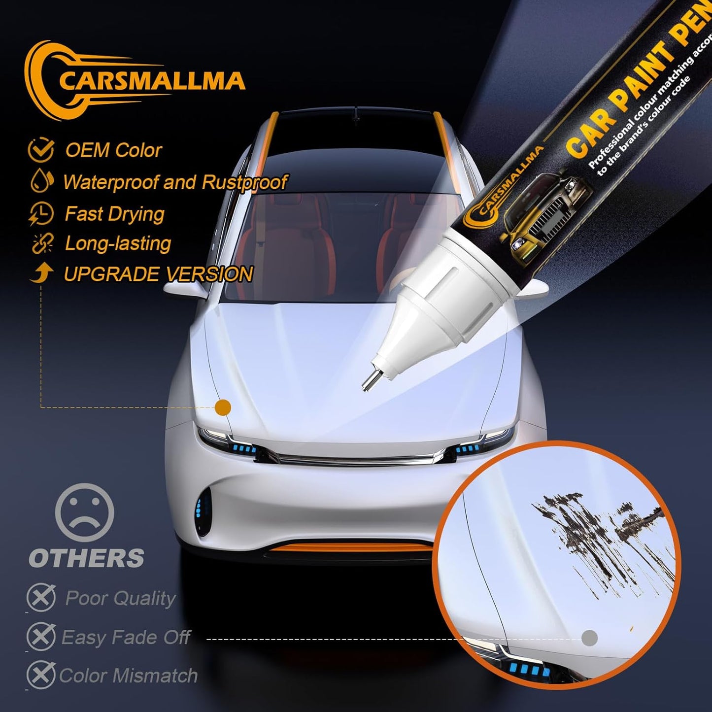 LY9C Ibis White Car Touch Up Paint for Audi, Color Accurate Car Paint Scratch Repair Pen Kit Quick & Easy Fix Vehicle Chips and Automotive Nicks Scuff