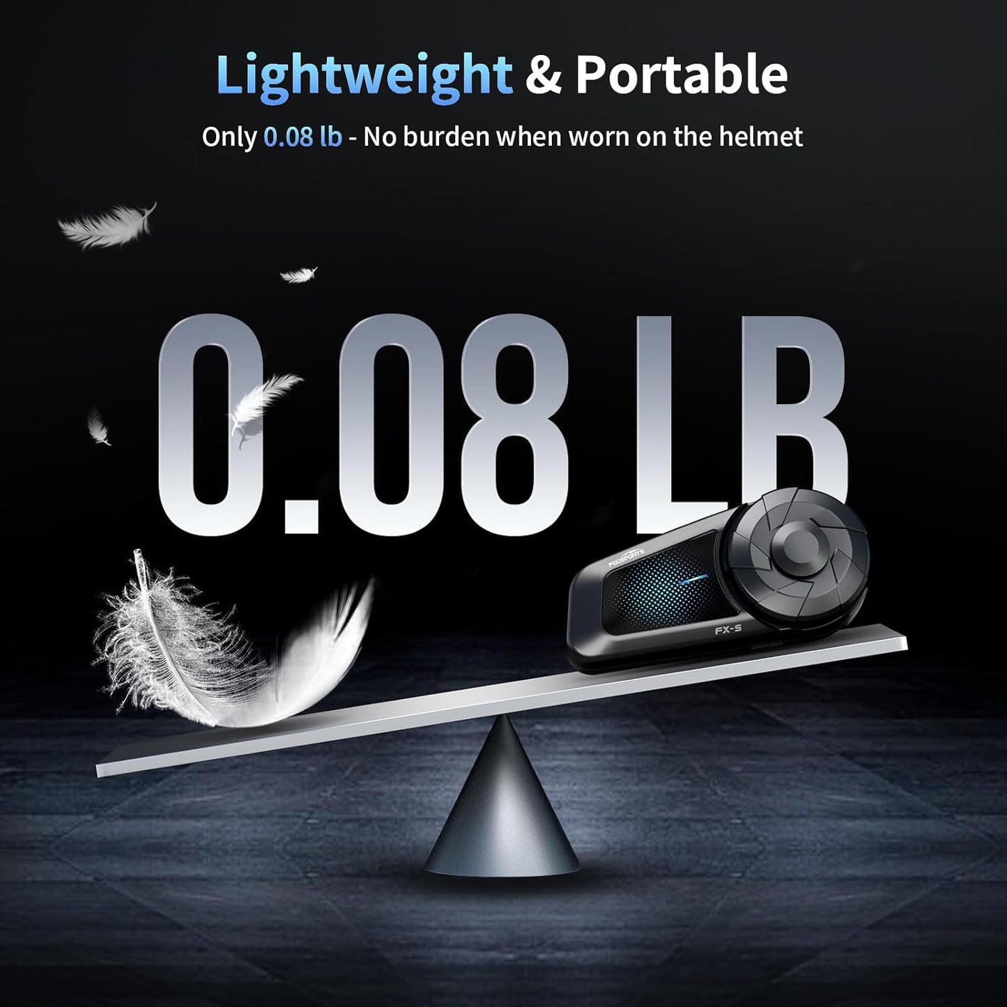 Fodsports FX-S Motorcycle Bluetooth Headset V5.4, 2-Way Helmet Intercom Communication System with IP67 Waterproof, CVC Noise Cancellation, Hands-Free Music/Call, 2 Type Mics, Black, 2 Pack