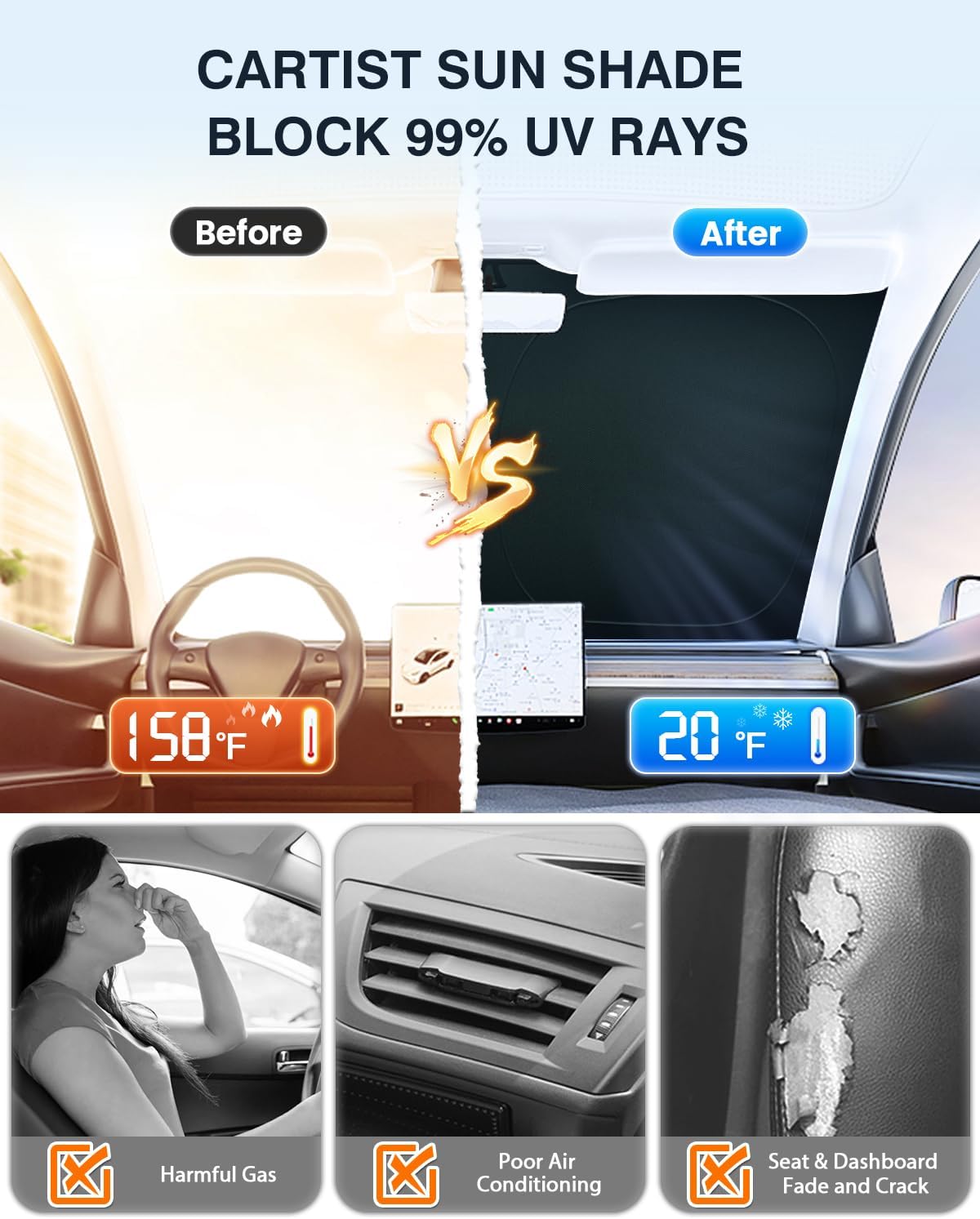 Thickened Windshield Sun Shade for Lexus RX 2023 2024 2025, Foldable Front Window Sunshade, Accessories for RX350/RX350h/RX450h/RX500h Sun Shade