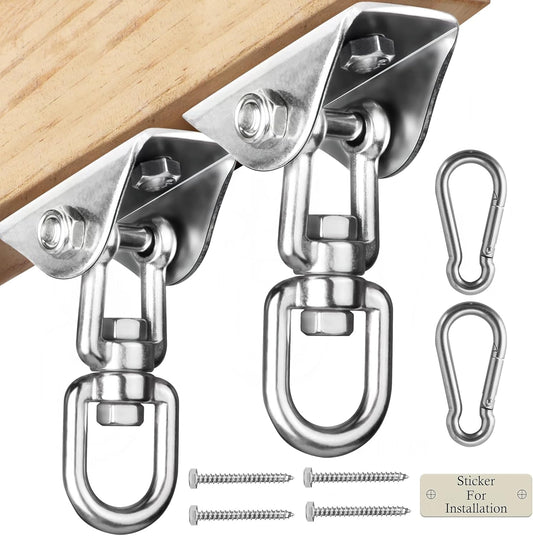 Heavy Duty Swing Hangers for Wooden Sets 2000 LB Capacity Hammock Hanger 360 Swivel Stainless Steel Swing Hardware Accessories 2 Packs for Porch Playground Yoga Heavy Bag