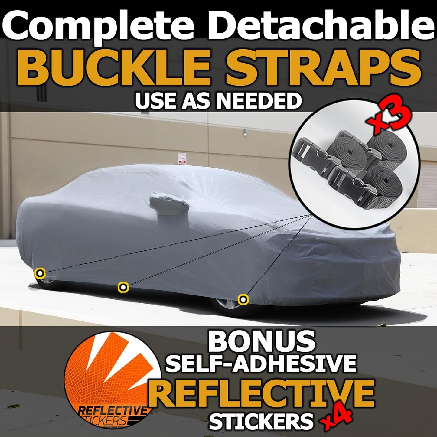 All Weather Waterproof car Cover Good for rain Snow uv Protection dust Large Sport Sedan CTS A7 Ghibli Gran Coupe CT5 A6 Trans Am Firebird Gray