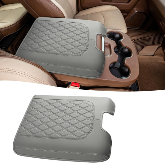 GIANT PANDA Custom Fit Console Cover for 2013-2018 Ram 1500 & 2013-2024 Ram 2500/3500/1500 Classic Model Jump Seat Console - Waterproof Faux Leather Armrest Center Cover - Full Protection - Grey