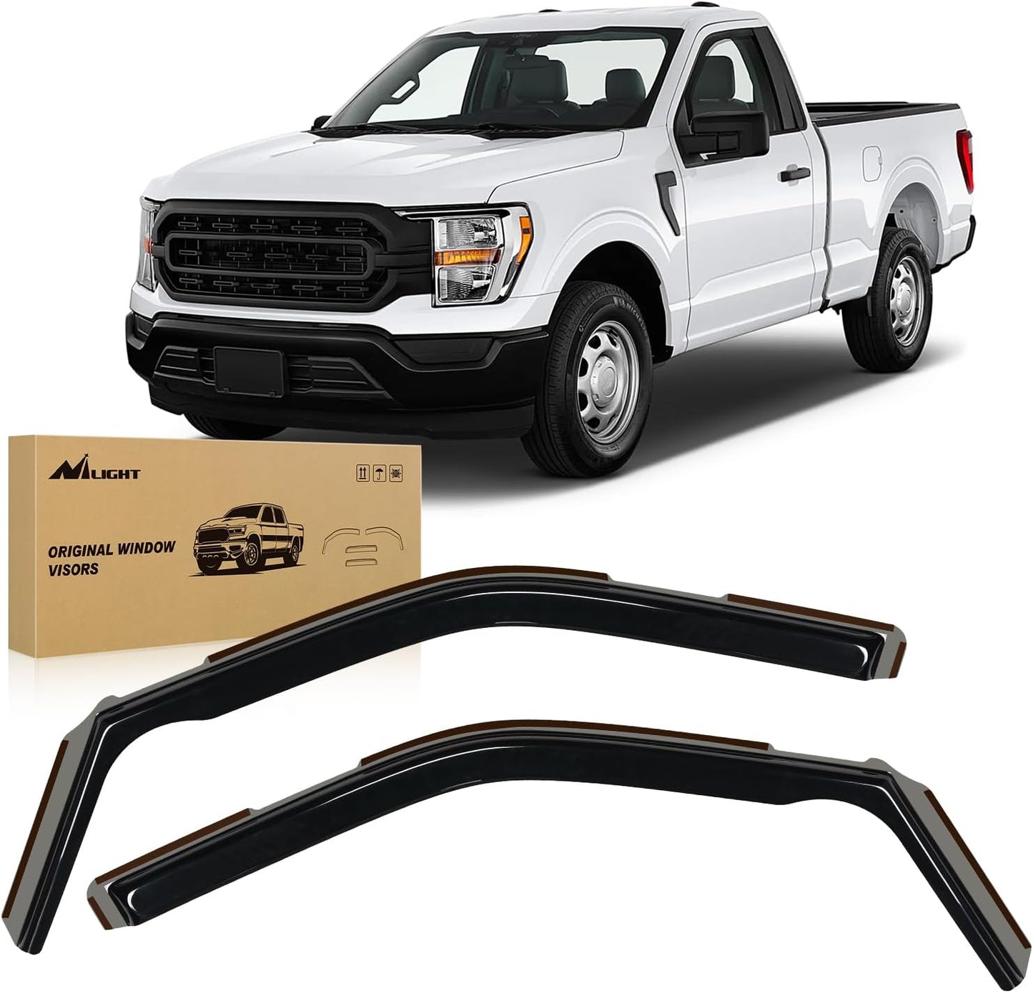 Nilight in-Channel Rain Guards for Ford F150 2021 2022 2023 2024 Regular Cab/Super Crew/Super Cab, Vent Window Visors, Original Window Deflectors-2PCS