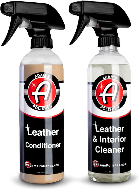 Adam's Polishes Leather Care Kit - Leather Cleaner & Conditioner Car Cleaning Supplies | UV Protection for Interior Accessories Steering Wheel Seat Dash Vinyl Shoe Polish Jacket