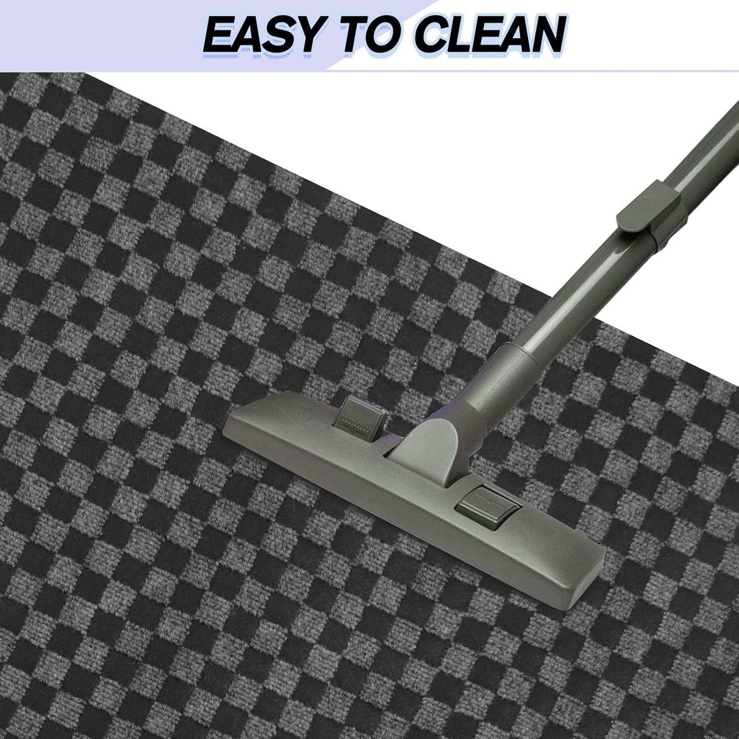 Custom Size Backed Non-Slip Area Rugs Runner, Easy Clean, Waterproof Runner Rugs for Hallway Entryway, Kitchen, Laundry, 4FT x 35FT, Gray Checkered