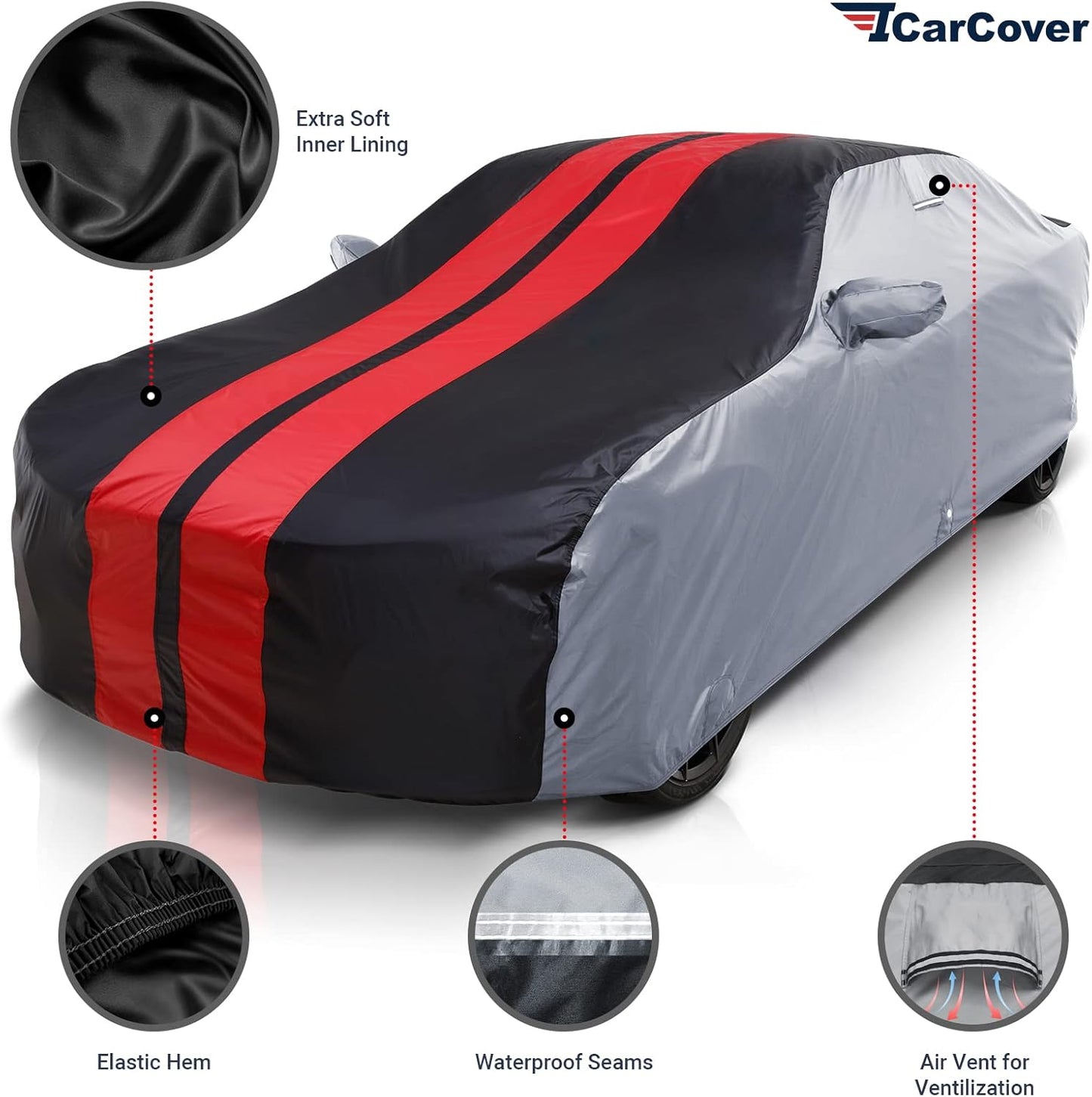 iCarCover Custom Car Cover Compatible with Charger 2006-2024, Waterproof All-Weather Rain Snow UV Sun Protector Full Exterior Indoor Outdoor Car Covers, Tribe (Gray/Black)