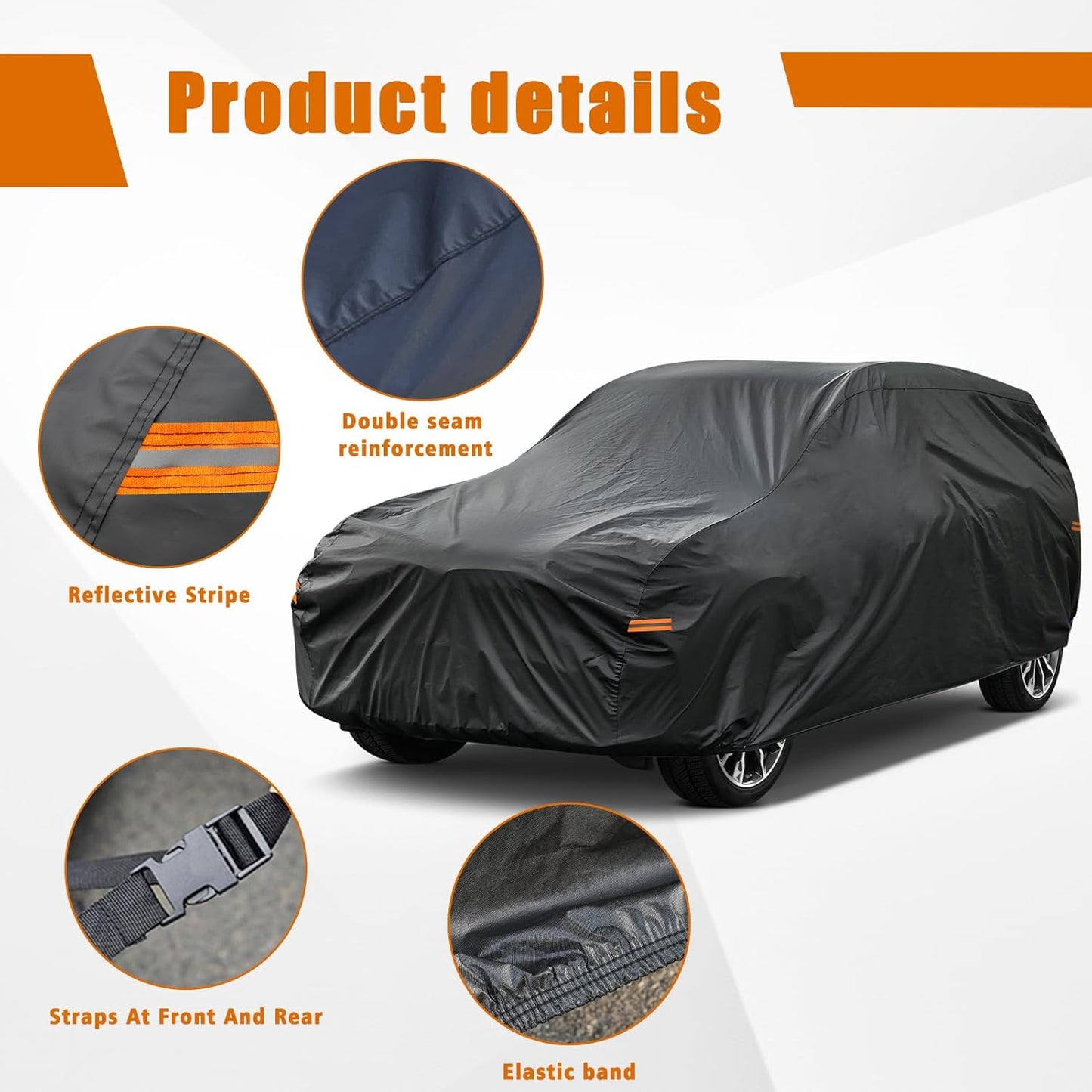 Kayme 7 Layers SUV Car Cover Custom Fit for Chevrolet Chevy Suburban (1973-2025) Waterproof All Weather for Automobiles, Outdoor Full Cover Rain Sun UV Protection.