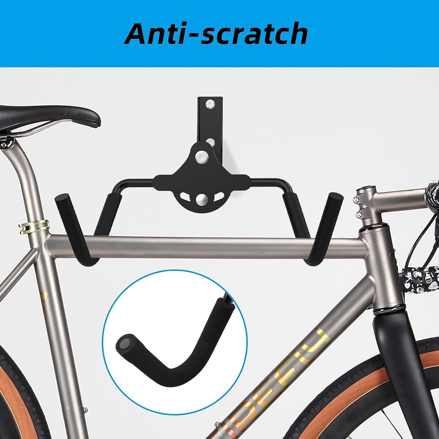 Foldable Bike Wall Mount Rack, Bicycle Rack Storage, Horizontal Bicycle Storage Hanger Adjustable Bike Hanging Hook, Heavy Duty Bike Rack Hook Holder Mounted Garage Indoor or Home （2 Pack）