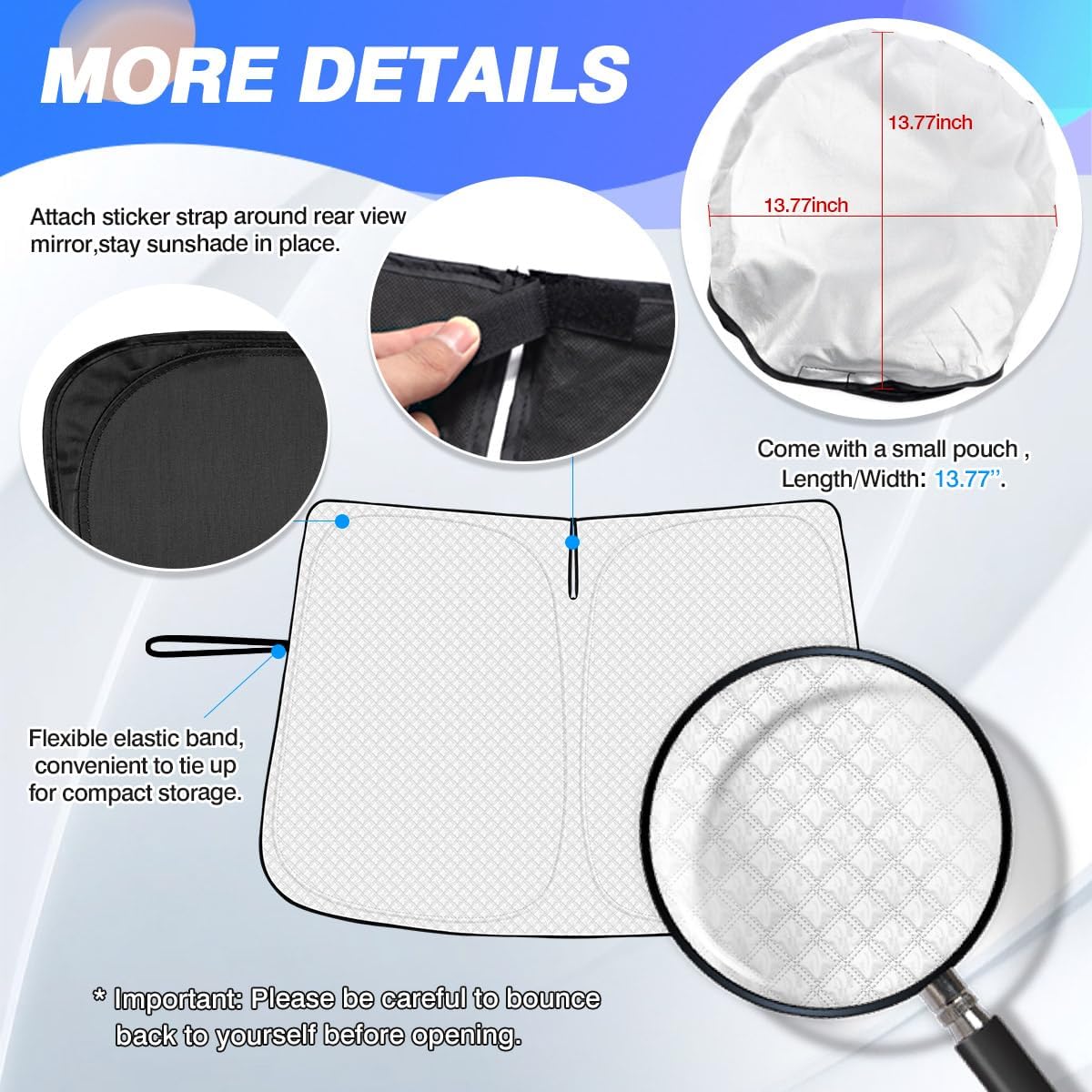 Windshield Sun Shade for 2018-2025 2026 Honda Odyssey Accessories Thicken 6-Layer Front Window Sunshade Cover Sun Visor Protector Foldable Block UV Rays Keep Vehicle Cool