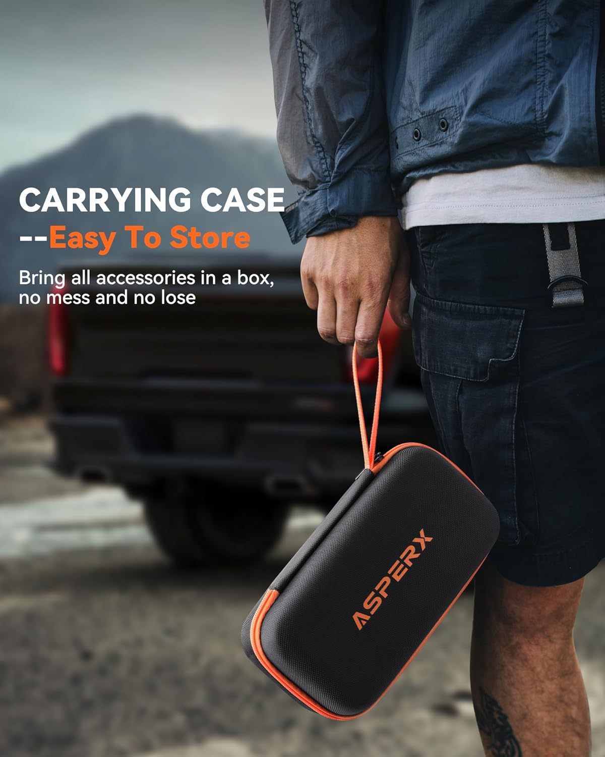 Tire Inflator Portable Air Compressor- 160PSI & 10000mAh Portable Air Pump with Carrying Case, LCD Display & LED Light, 3X Fast Inflation for Car, Bike, Motorcycle, Balls and more(Black)