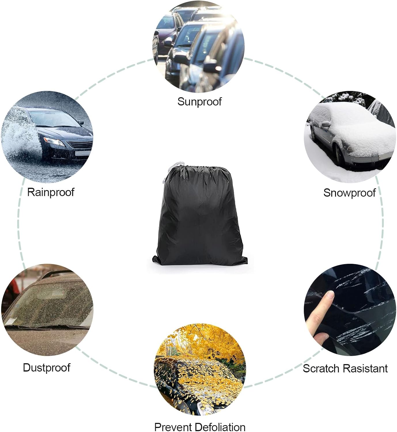 Waterproof Car Covers Replace for 1994-2023 ford mustang car cover, 6 Layers All Weather Custom-fit Car Cover with Zipper Door & Windproof Bands, Waterproof All Weather Sun Rain UV Dust Protection
