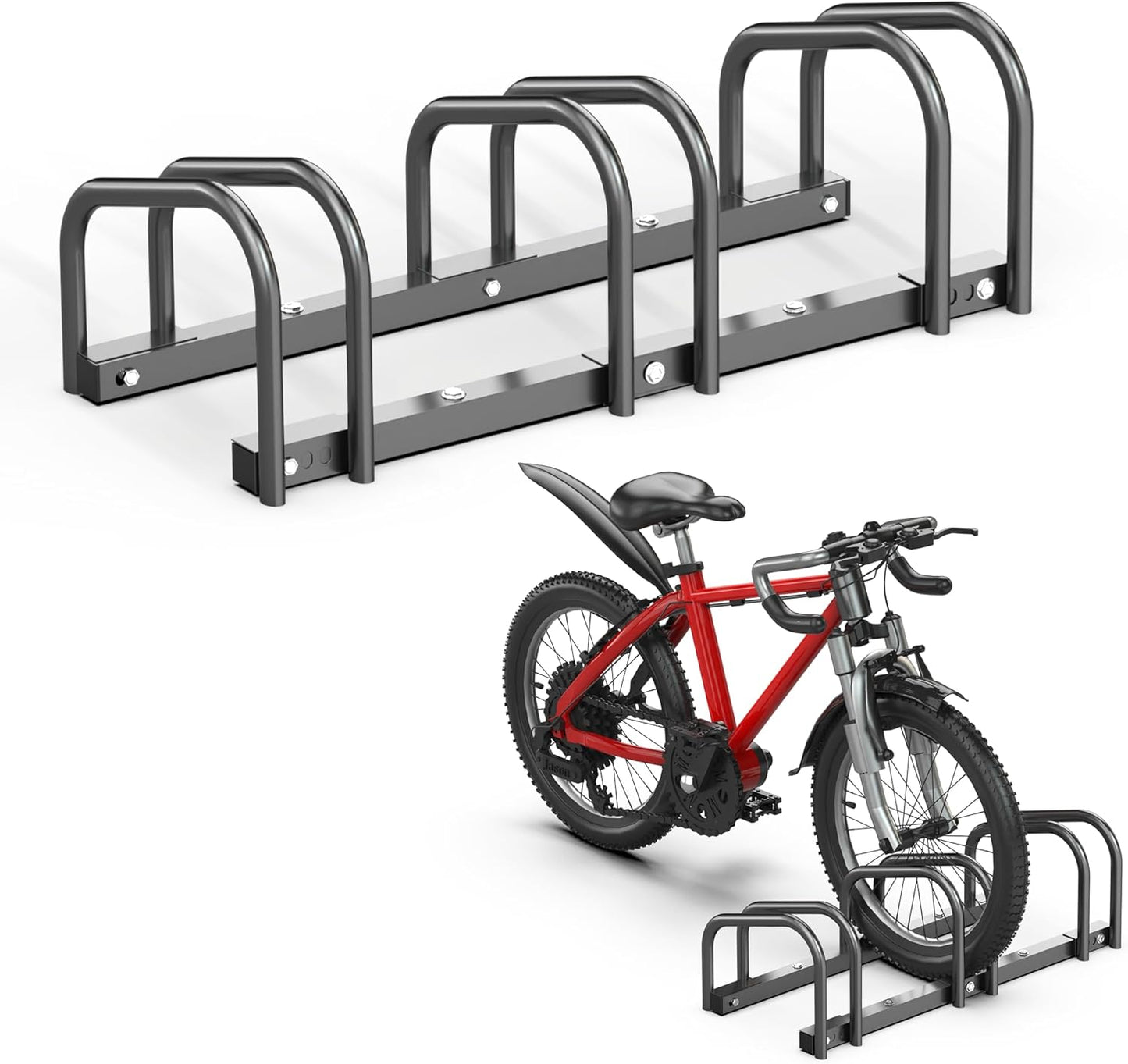 Ultrawall Bike Storage Rack for Garage, 3 Bikes Floor Bike Stand, Bicycle Parking Stand Rack for Indoor/Outdoor, Fit 22-28" Wheel Tire Width 2.1"