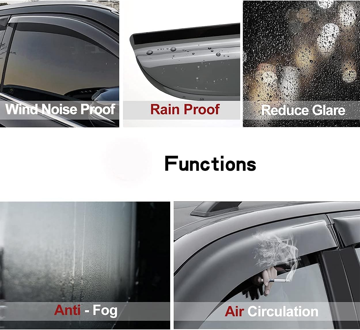 94550 Side Window Visor Wind Deflector, 4pcs Out-Channel Rain Guards Set fit for 2006 Lincoln Zephyr&2007-2012 Lincoln MKZ& 2006-2012 Ford Fusion&2006-2011 Mercury Milan