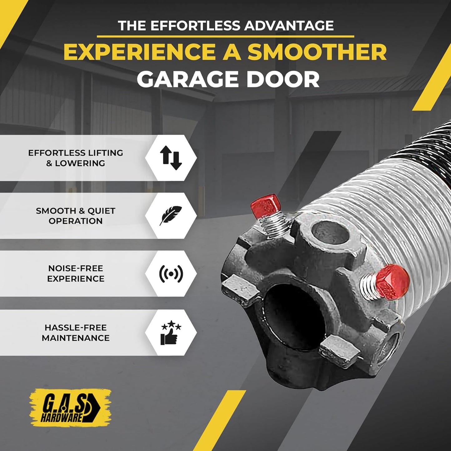 Garage Door Torsion Spring 295x2x49 Torsion Springs for Left Side of Garage Door with 1" Steel Bearing, Gloves, and Winding Bars Precision E-Coating 5-Year Warranty Minimum 30,000 Cycles (Red Cone)