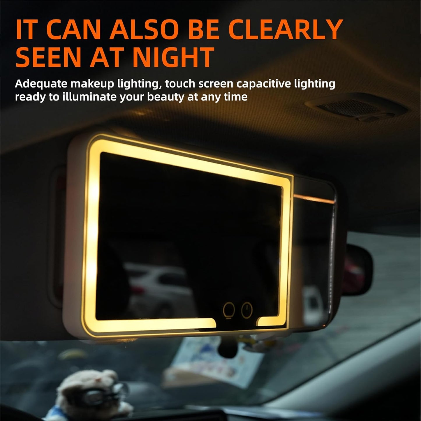 car mirror vanity Rechargeable Led, 3 Light Modes,Dimmable Touch Screen,Side with triple magnification mirror image (1)