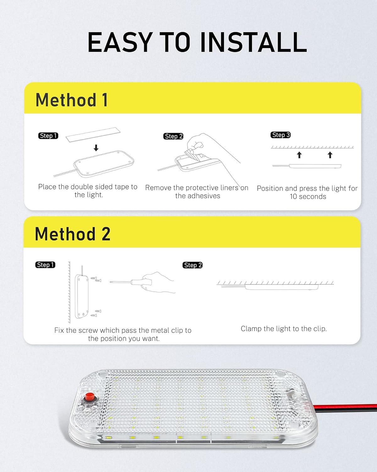 Dome Light for RV Interior, 48LED 800LM Ultra Bright 12 Volt LED White Lights, RV Ceiling Light with Switch Control, Ideal for Car Van Truck Camper Lorry Motorhome Boat(4 Pack)