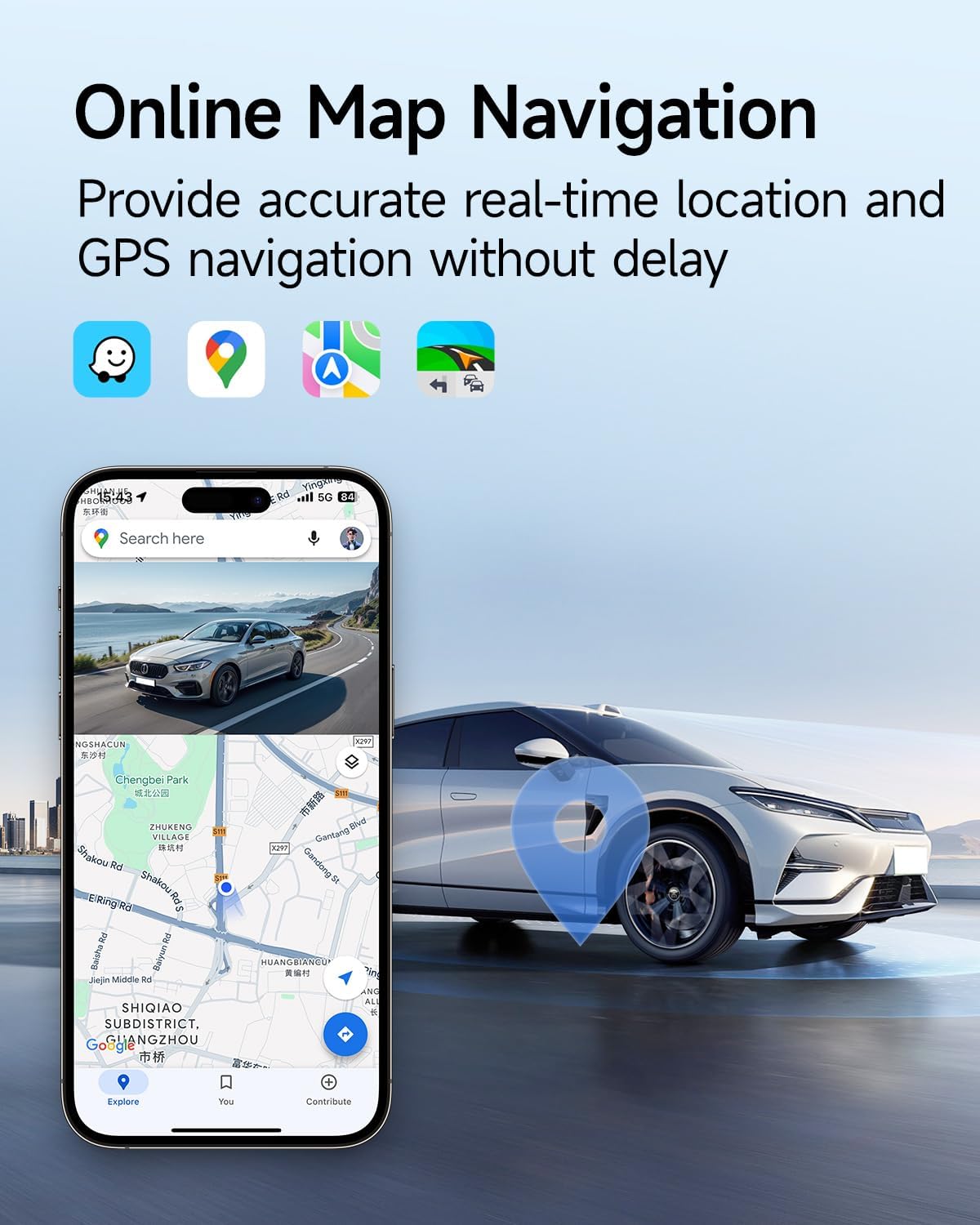 Wireless Carplay Screen for Car with 4K Dash Cam & 1080P Backup Camera, 11.26'' Portable A-pple Carplay & Android Auto Touch Screen Car Stereo, GPS Navigation, Bluetooth, Siri, FM, Mirror Link