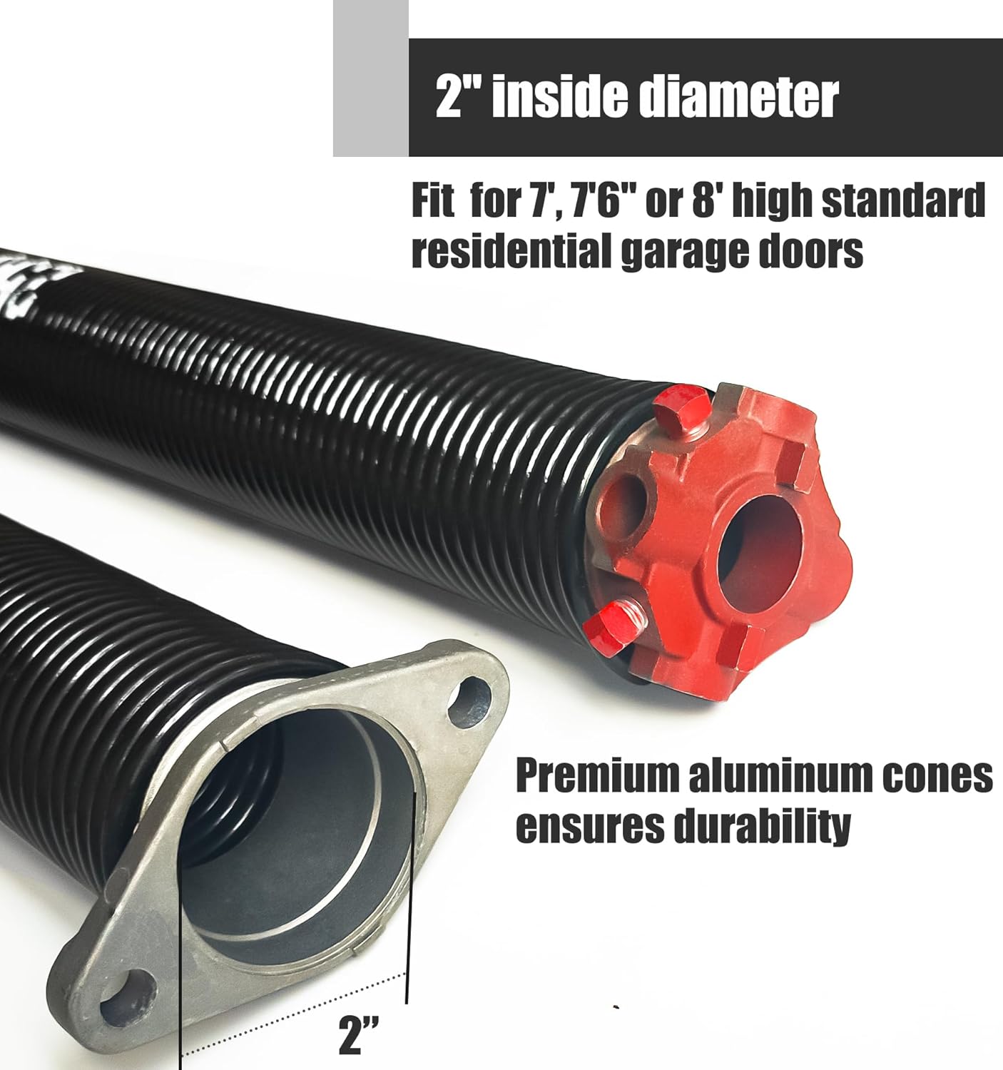 Garage Door Torsion Spring Set, Pair of 2" Electrophoresis Coated Garage Door Spring Replacement with 2 Non-Slip Winding Bars and Bearing, Minimum 16000 Cycles (.225x2x25")